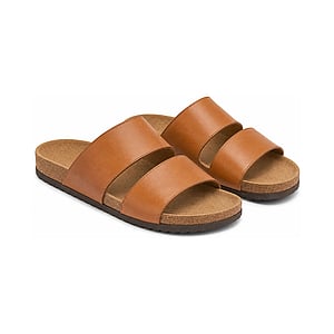 Dune Leather Slides shown in a clean full product view