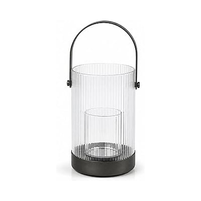 Luma Ribbed Glass Lantern shown in a clean full product view