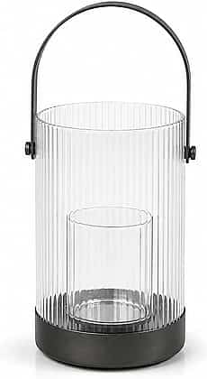 Luma Ribbed Glass Lantern shown in a clean full product view