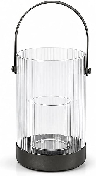 Luma Ribbed Glass Lantern shown in a clean full product view