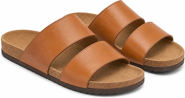 Dune Leather Slides shown in a clean full product view