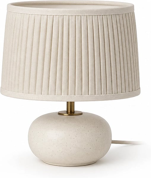 Mira Pleated Bedside Lamp shown in a clean full product view